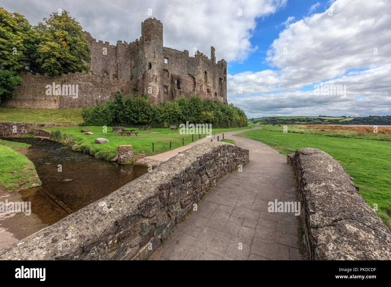 Laugharne Schloss, Carmarthenshire, Wales, UK, Europa Stockfoto