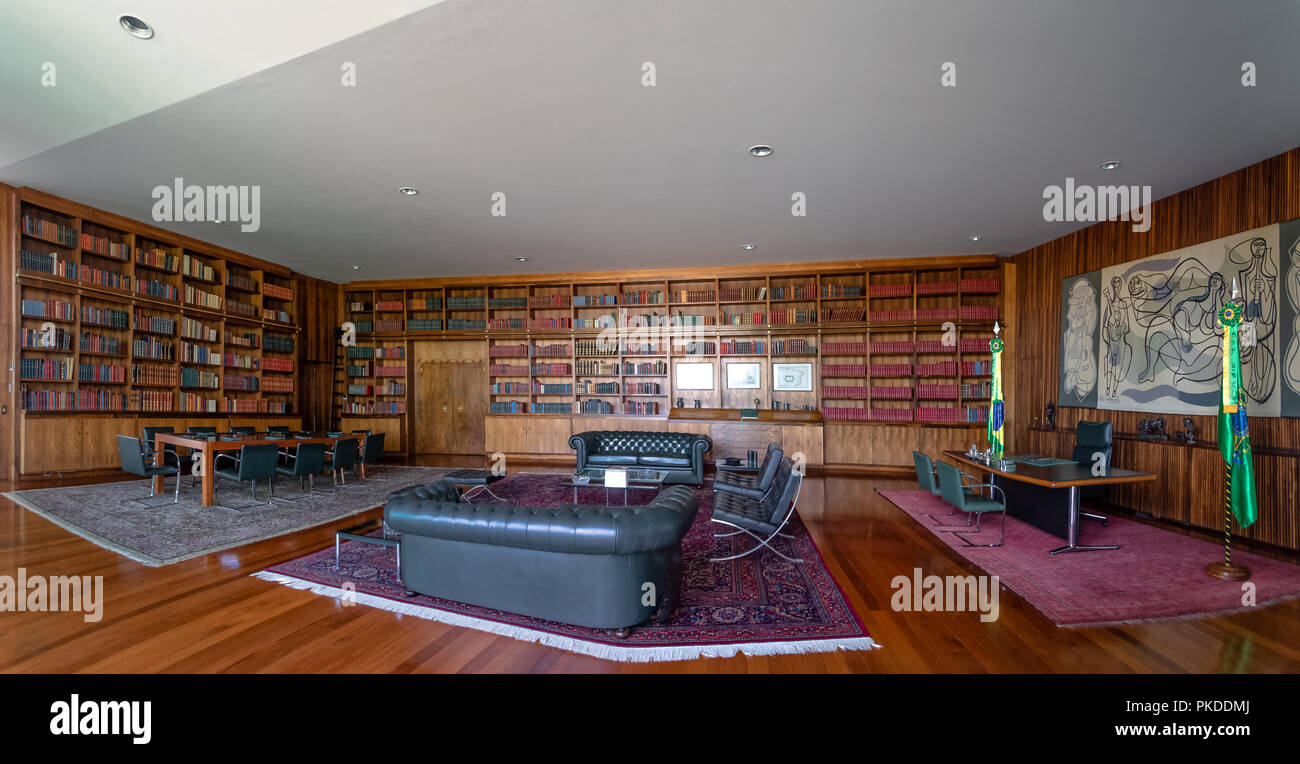Alvorada Palast Bibliothek - Brasilia, Distrito Federal, Brasilien Stockfoto