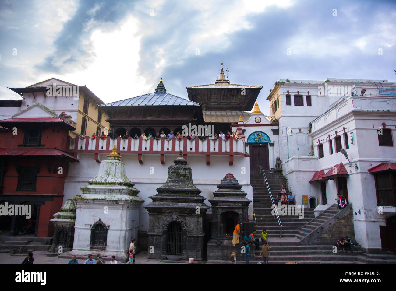 Pashupatinath am Abend Stockfoto