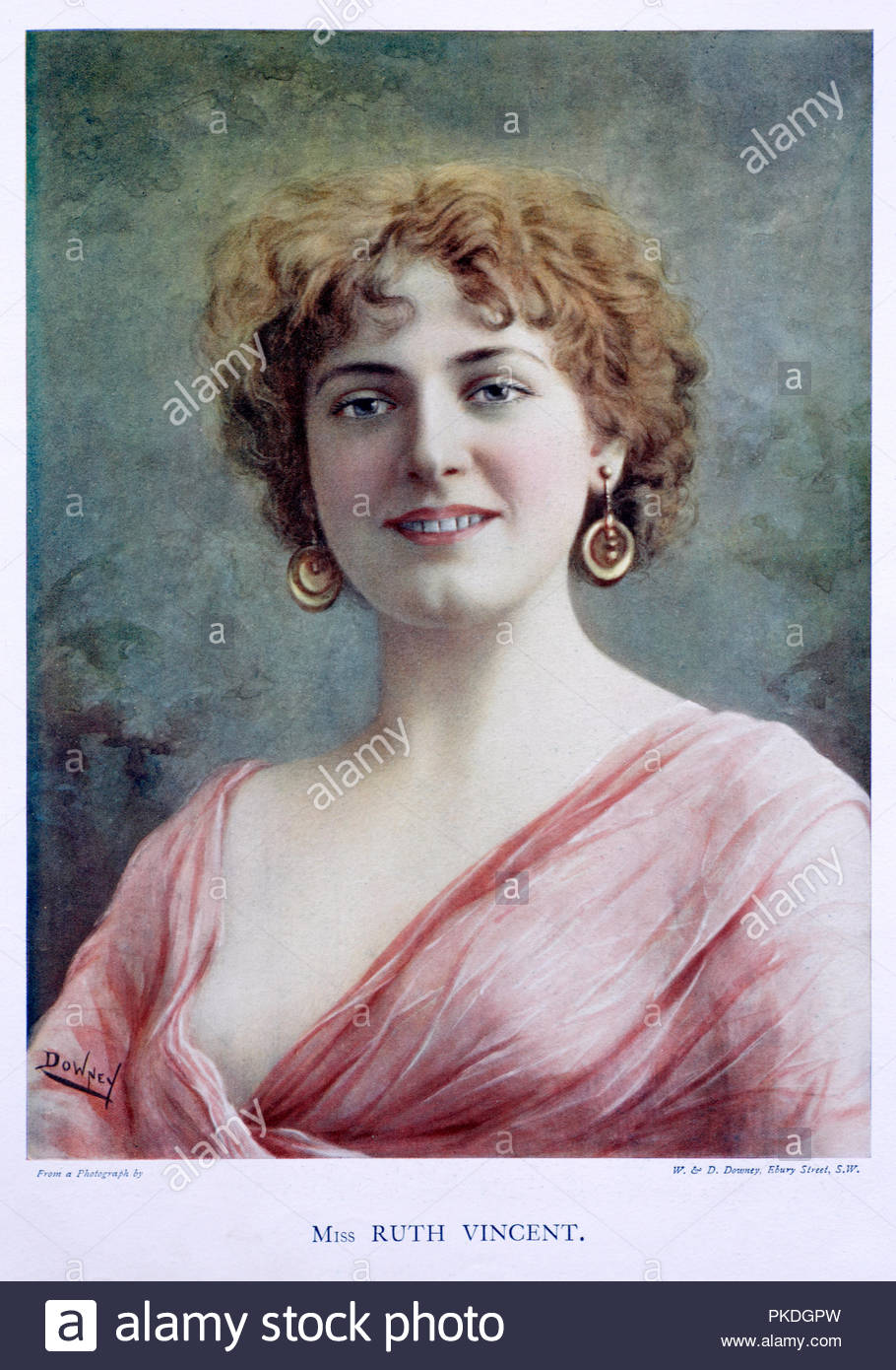Ruth Vincent Portrait, 1877 - 1955, war ein englischer Opernsängerin und Schauspielerin, die am besten für ihre Auftritte in Sopran Rollen des Savoy Opern mit der D'Oyly Carte Opera Company im Jahr 1890 erinnerte sich s und ihre Rollen im West End in der ersten Dekade des 20. Jahrhunderts, insbesondere ihre Rolle als Sophia in Tom Jones. Farbe Abbildung: 1899. Stockfoto
