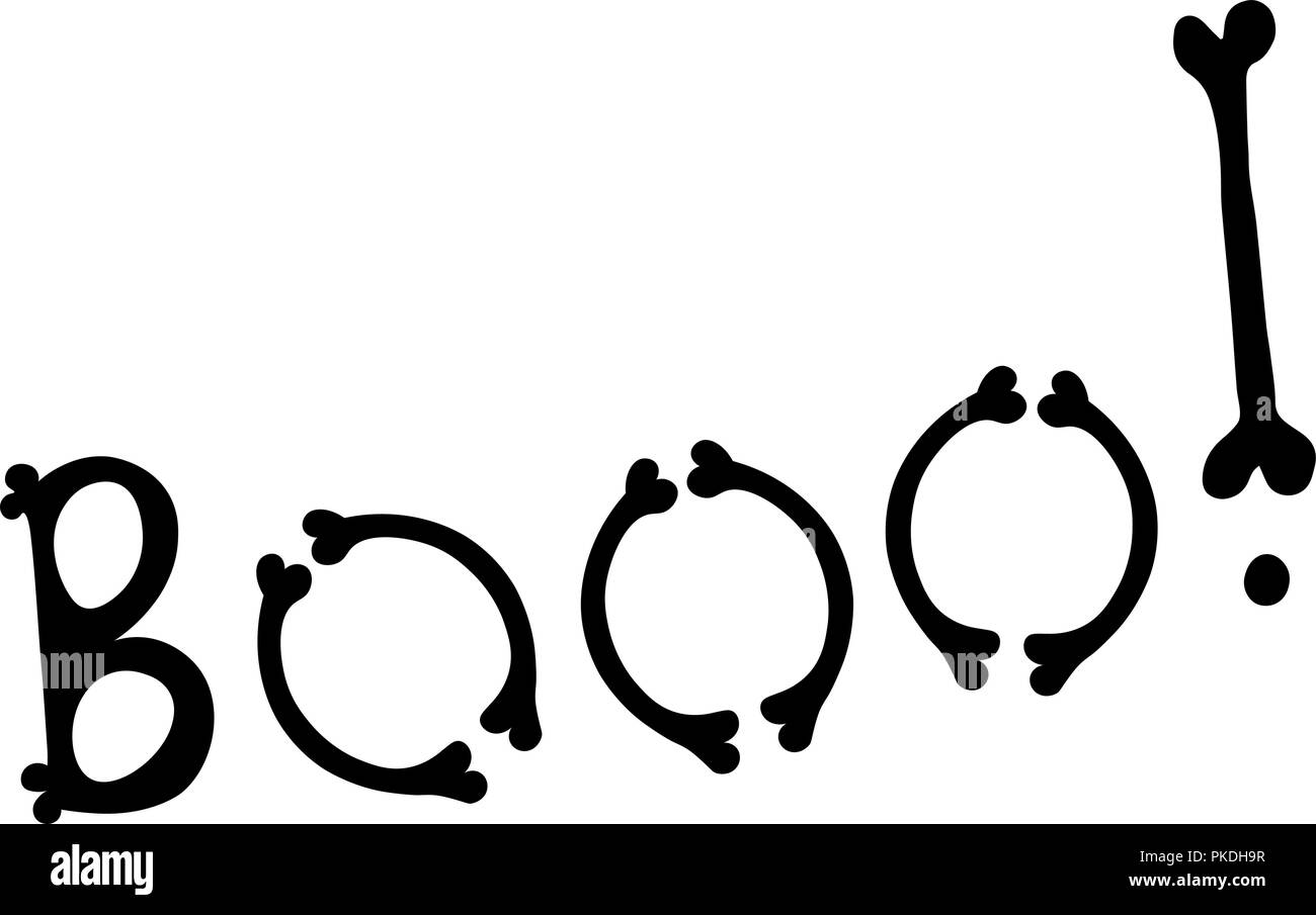 Vektor booo Vektor der Halloween Inschriften Knochen Abbildung. Stock Vektor