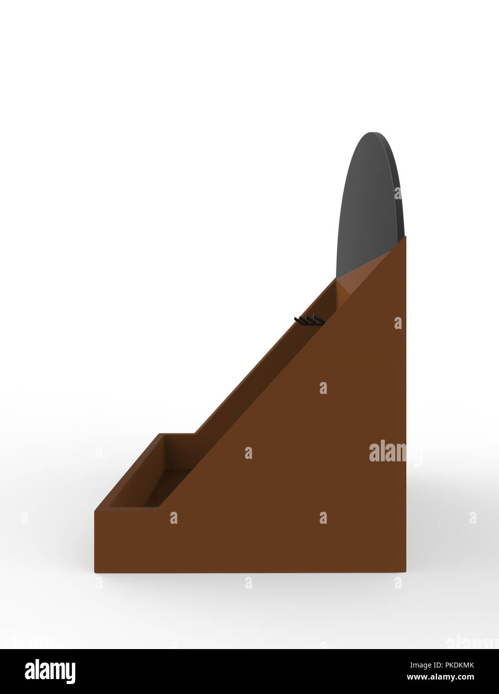 Telefon Zubehör Ständer, retail Display stand mit Haken für Produkt-, Anzeige steht auf weißem Hintergrund. 3D-Darstellung Stockfoto