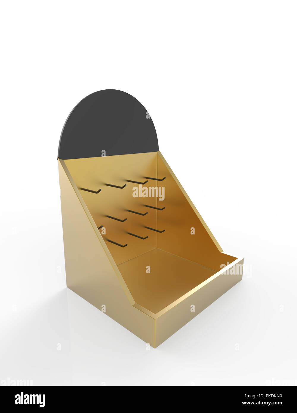 Telefon Zubehör Ständer, retail Display stand mit Haken für Produkt-, Anzeige steht auf weißem Hintergrund. 3D-Darstellung Stockfoto