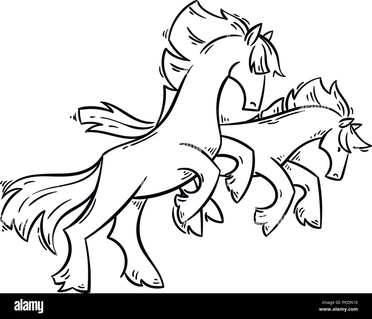 Abstrakte Cartoon Pferde Stehen Auf Zwei Beinen Und Galopp Vector Clip Art Illustration Fur Drucke Design Malbucher Und Seiten Karten Stock Vektorgrafik Alamy