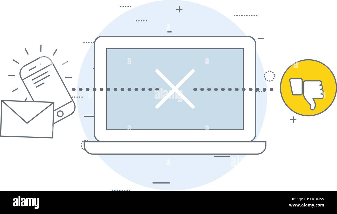 Nicht zugestellte Nachrichten Symbol - schlechte Kommunikation und schlechter Service Stock Vektor