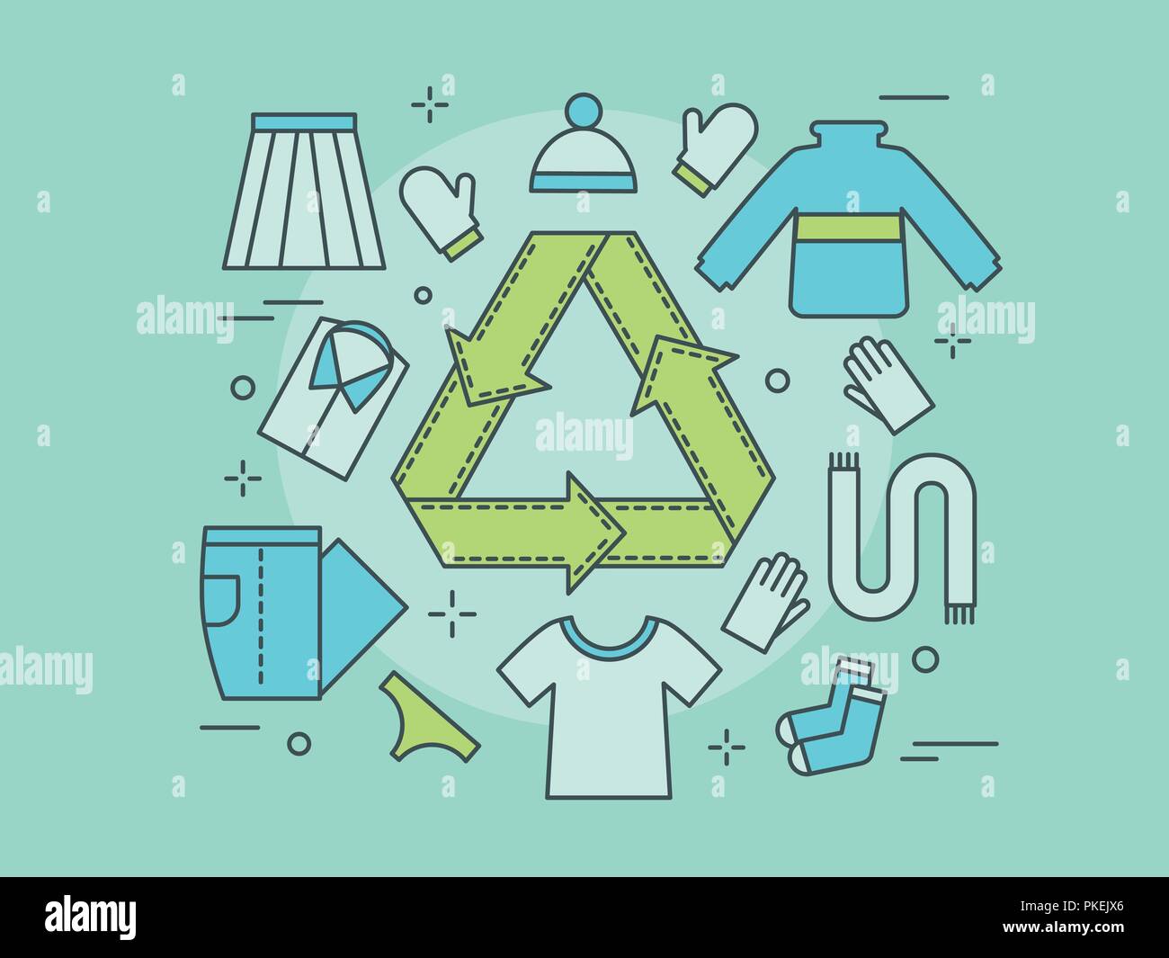 Marketing Recycling Kampagne von Stoffen und Kleidung Stock Vektor