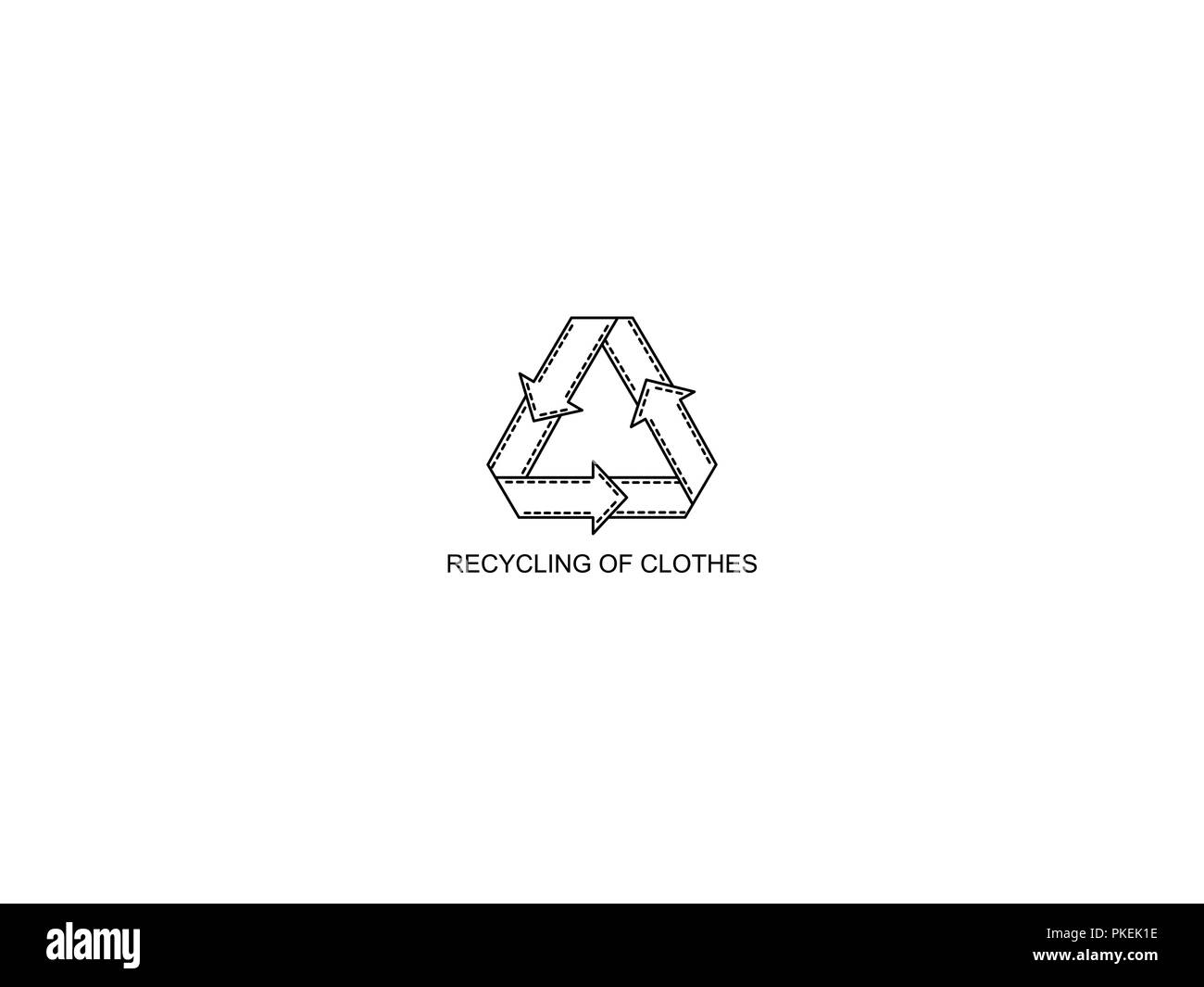 Recycling von Kleidung Schwarzweiß-Symbol. Sekundäre Verarbeitung von Kleidung. Stock Vektor