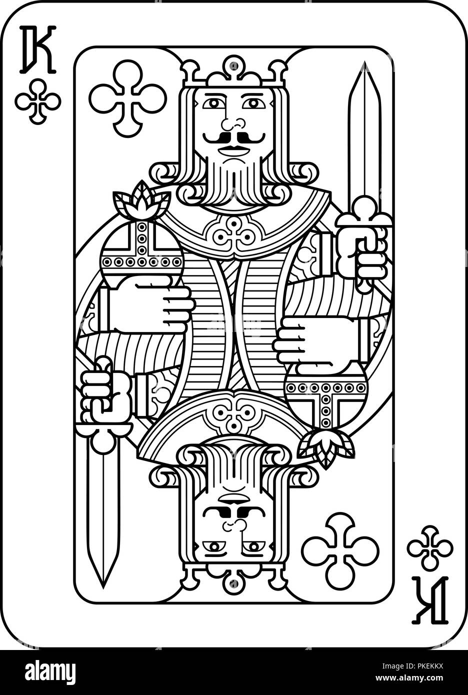Spielkarte Pik König Schwarz und Weiß Stock Vektor