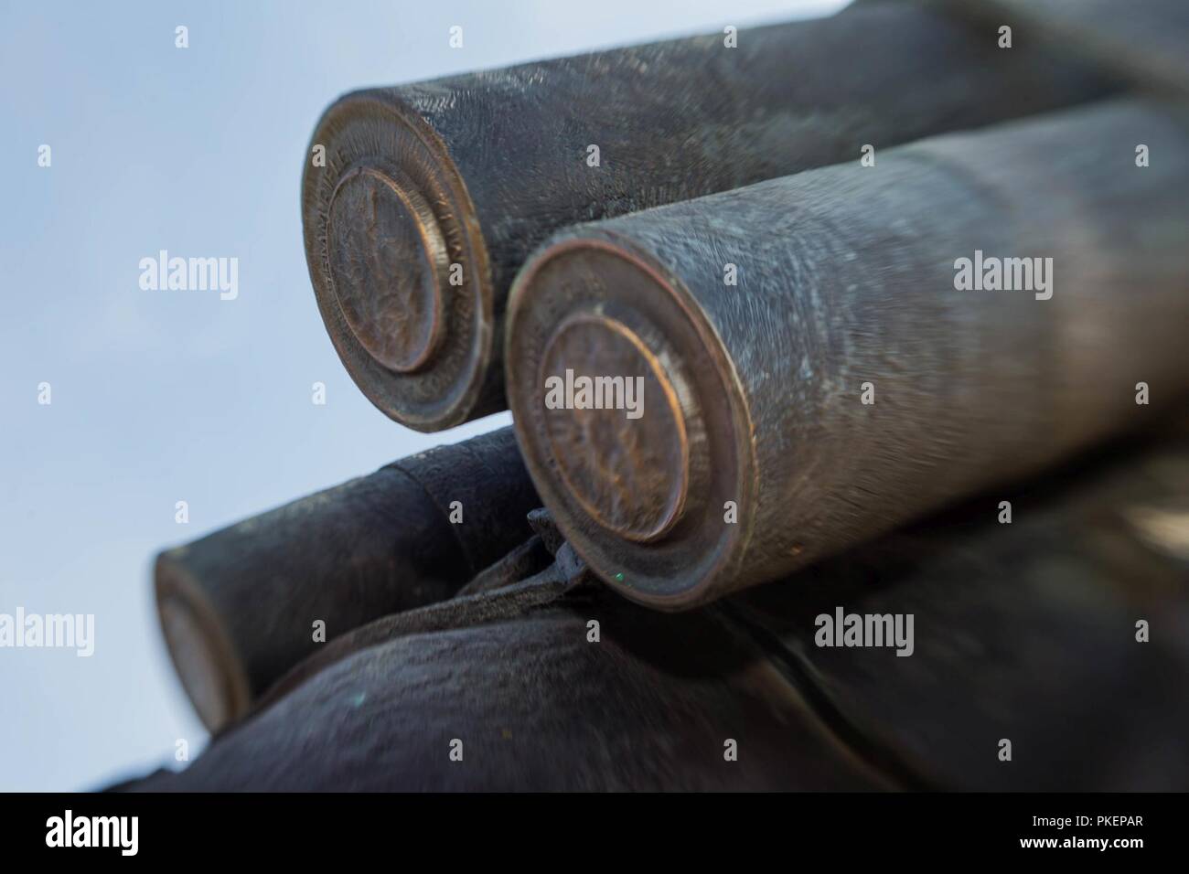 Nahaufnahme von Staff Sgt. Reckless Statue bei Pacific Views Event Center, Marine Corps Base Camp Pendleton, Kalifornien, 30. Juli 2018. Reckless diente mit dem US Marine Corps im koreanischen Krieg im Jahr 1953. Während dieser Zeit arbeitete sie als Lasttier und führte ca. 9.000 Pfund an Munition. Stockfoto