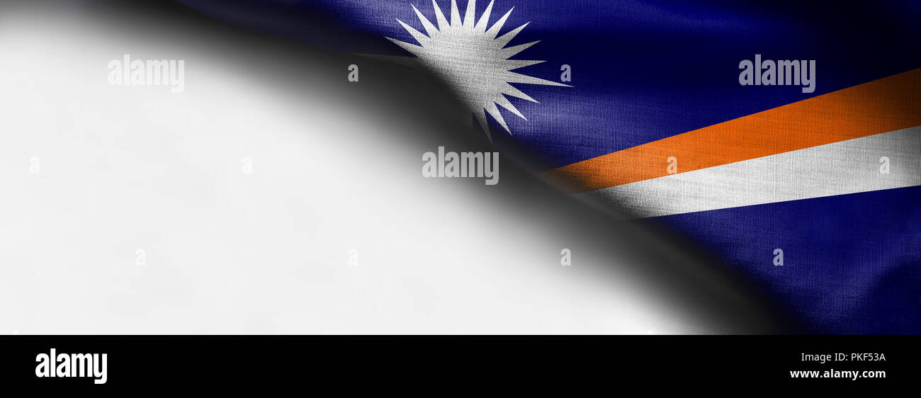 Marshall Inseln Flagge auf weißem Hintergrund - oben rechts Stockfoto