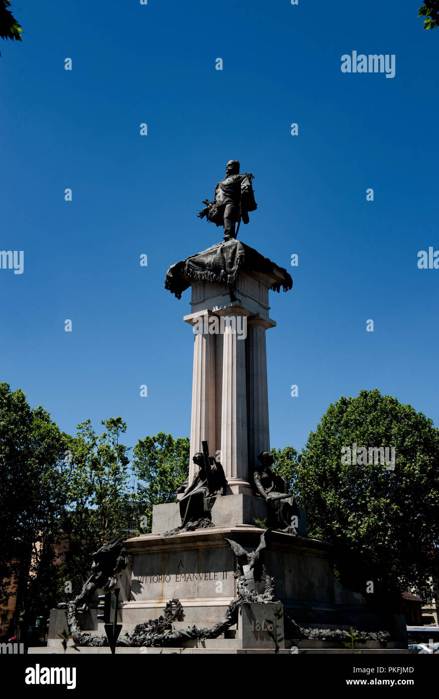 Die Statue von Vittorio Emanuele II in Turin (Italien, 18/06/2010) Stockfoto