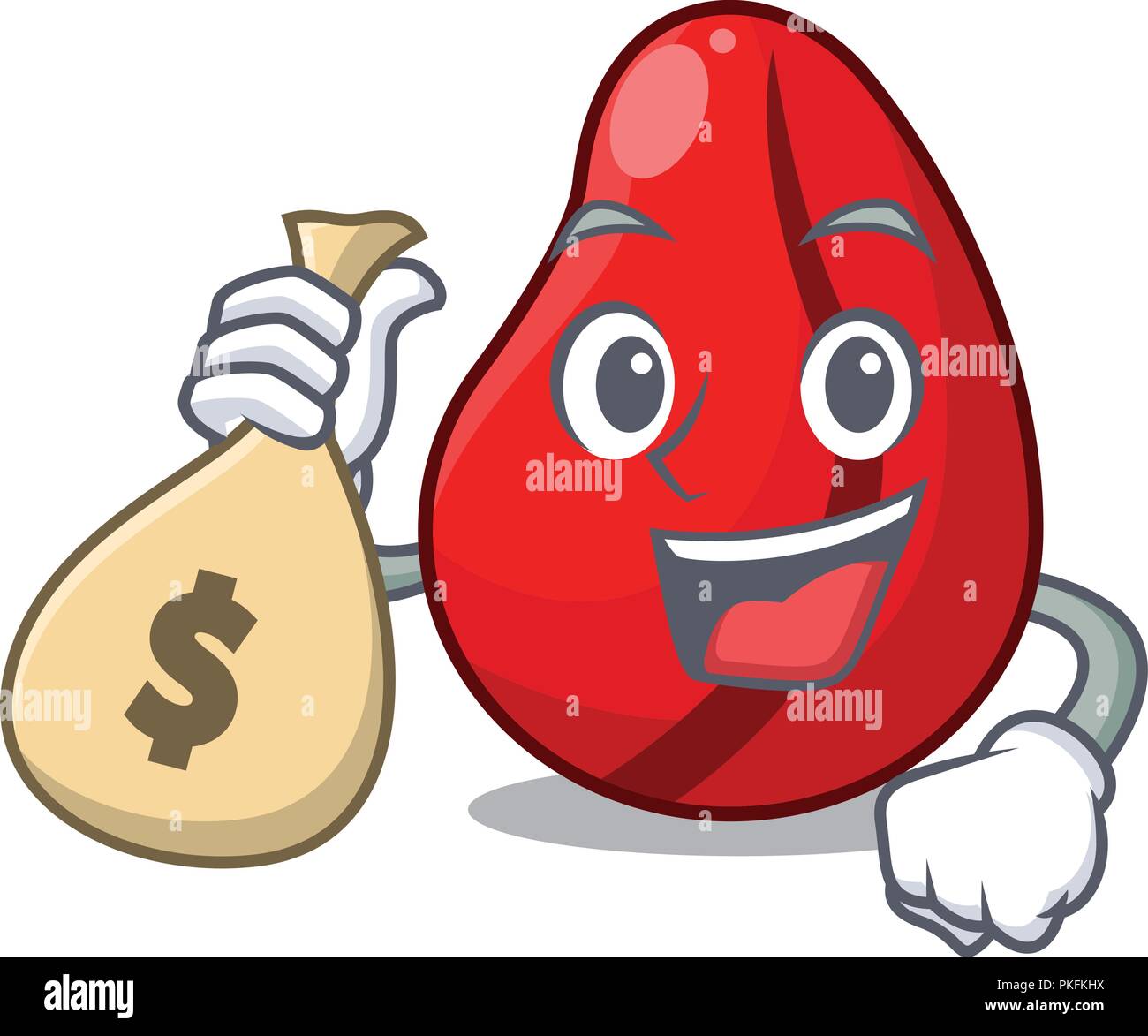 Mit Geld beutel ganz Kolanüsse auf dem Markt Cartoon Stock Vektor