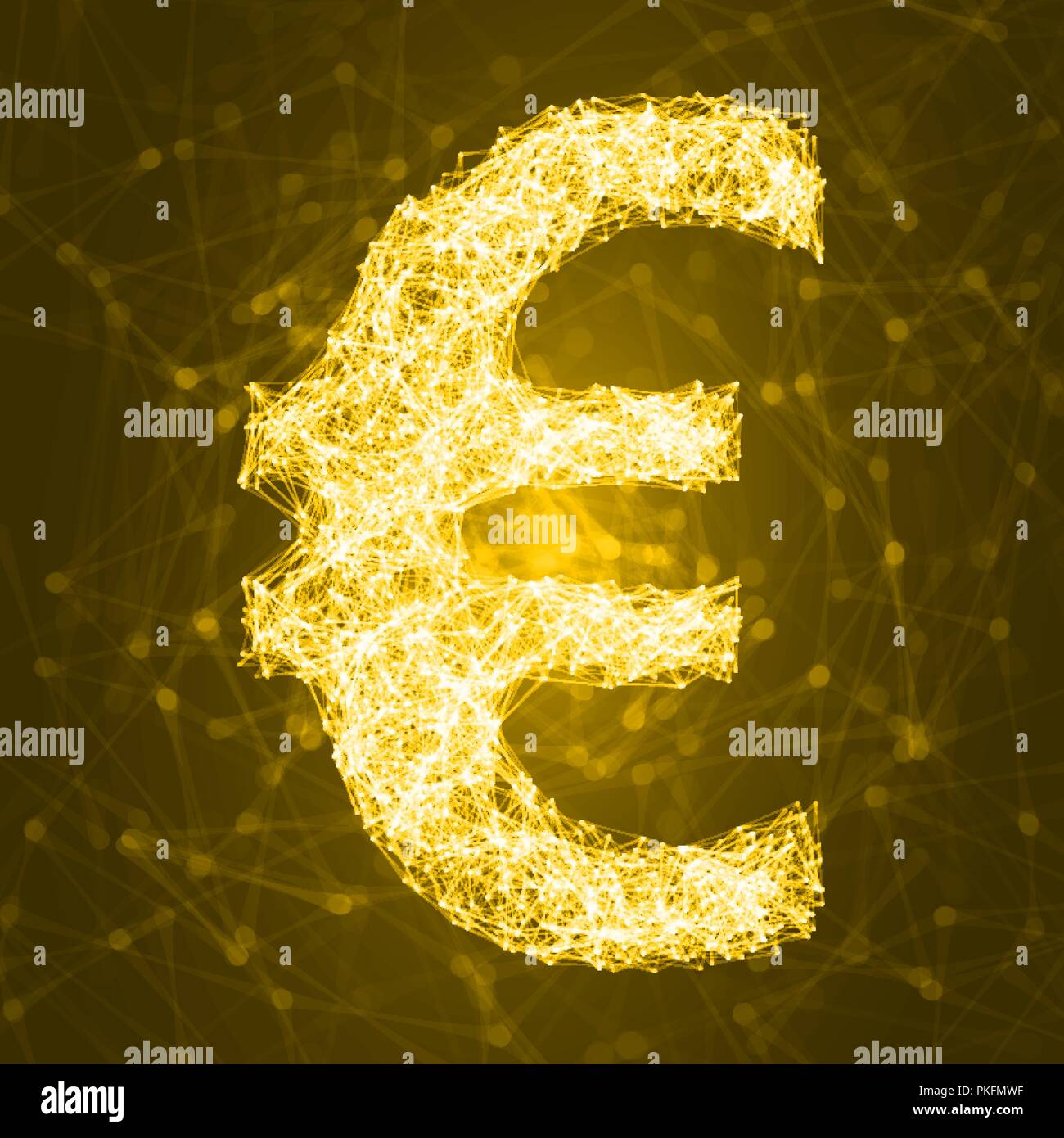 Glühende Euro Symbol mit angeschlossenen Leitungen. Vector Illustration Stock Vektor