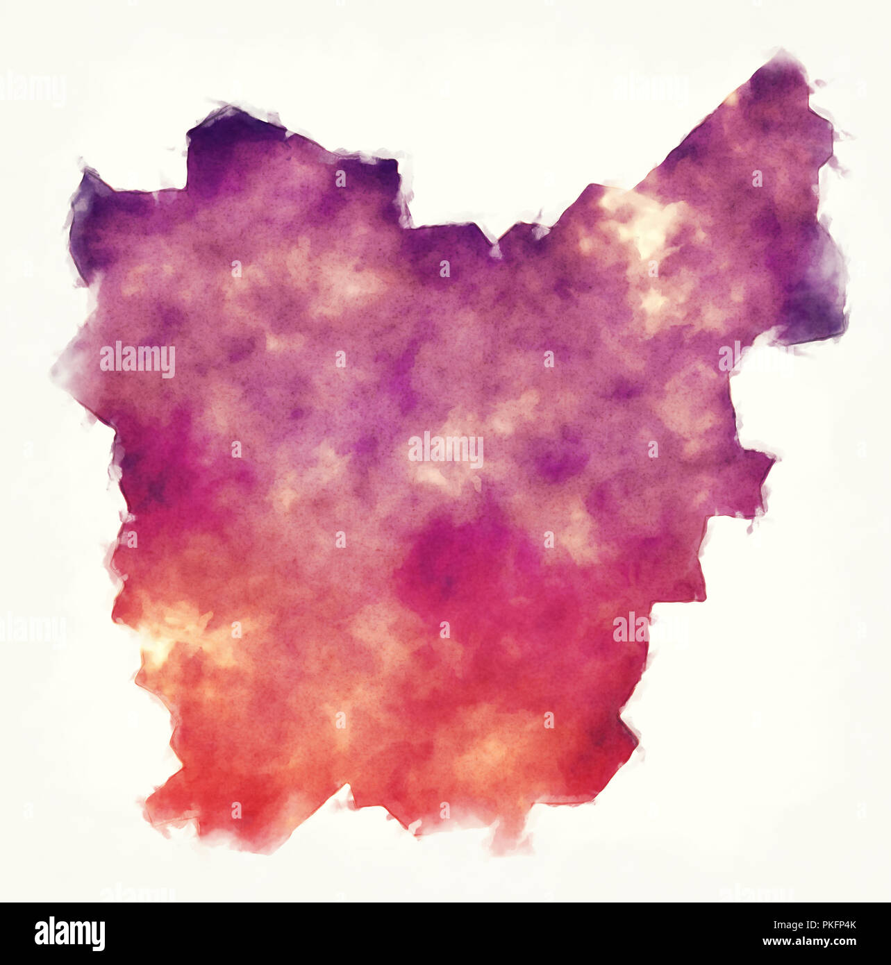 Ost Flandern Provinz aquarell Karte von Belgien vor einem weißen Hintergrund Stockfoto