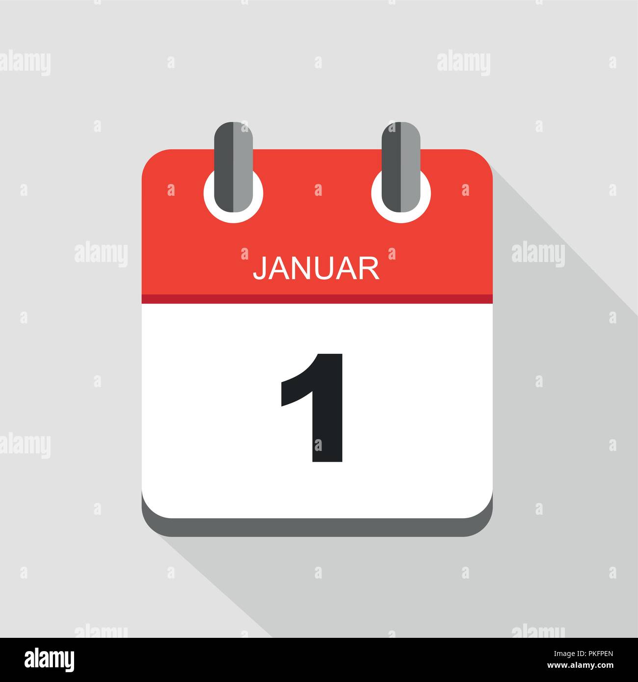 Rotes Symbol Kalender 1. Januar Vektor-illustration EPS 10. Stock Vektor