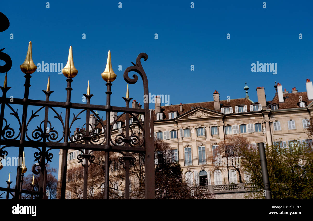 Die Tore des Parc des Bastions in Genf (Schweiz, 16/04/2010) Stockfoto