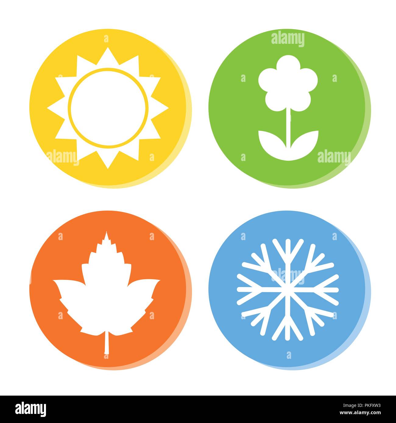 Symbole für vier Jahreszeiten Sommer Frühling Herbst Winter Vector Illustration Stock Vektor