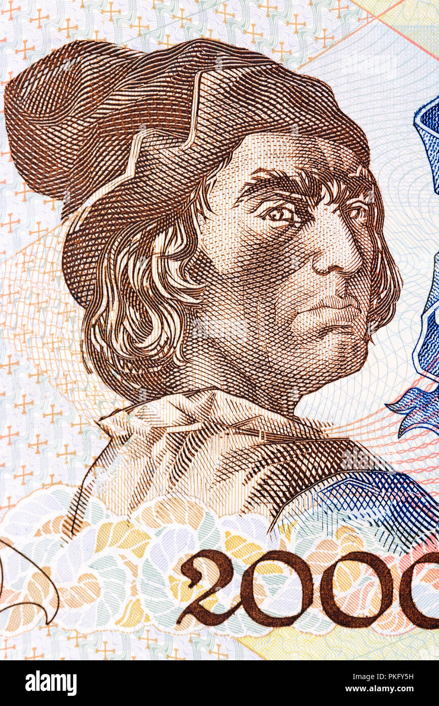 Bartolomeu Dias, ein Porträt von portugiesischen Geld Stockfoto