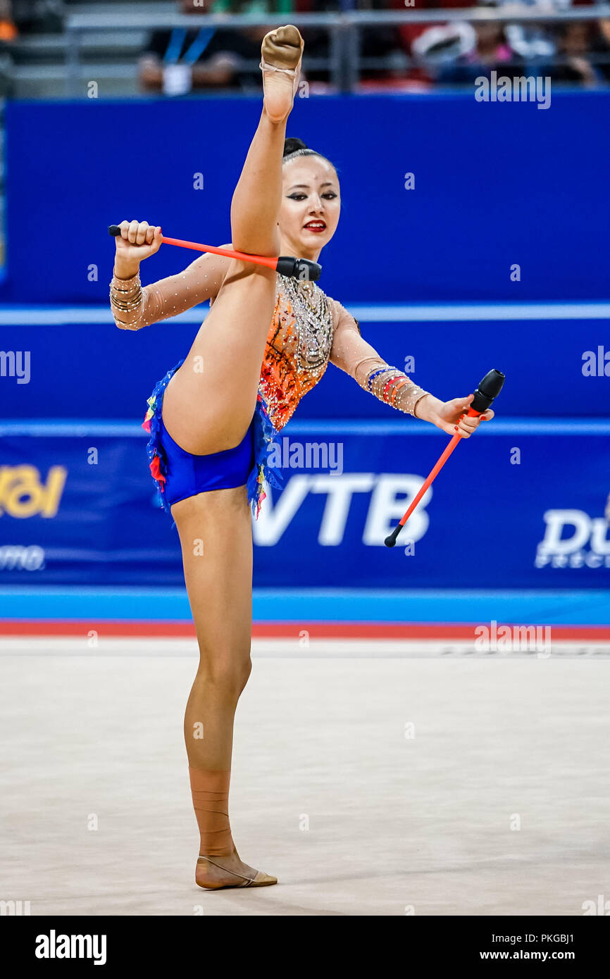 Sofia, die Türkei. September 13, 2018: Iasmina Agagulian von Armenien bei rhythmischen Turn-WM in der Arena Armeec in Sofia am 36. Abb. Rhythmische Gymnastik Weltmeisterschaften. Ulrik Pedersen/CSM Credit: Cal Sport Media/Alamy leben Nachrichten Stockfoto