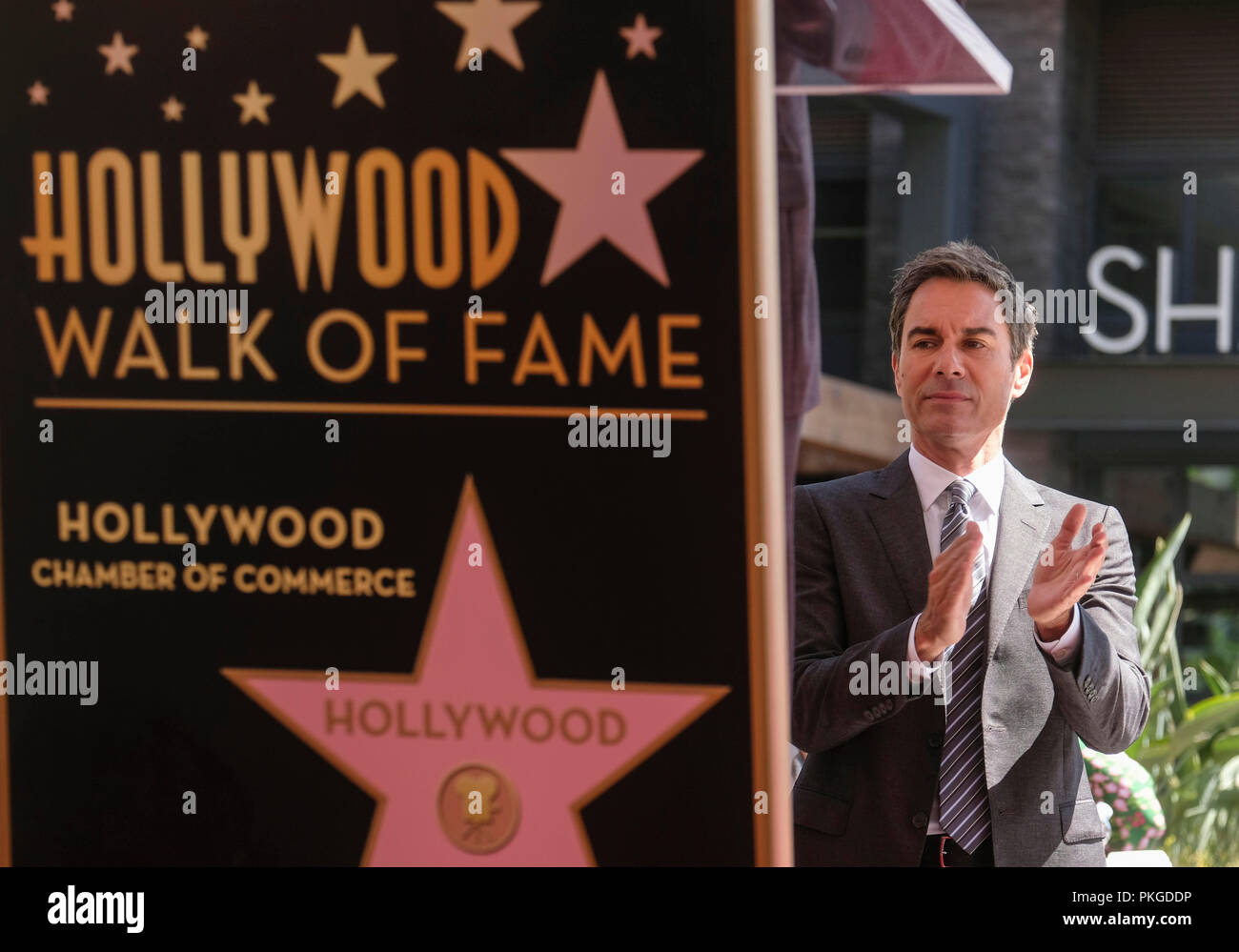 Los Angeles, USA. 13 Sep, 2018. Schauspieler Eric McCormack besucht seinen Stern ehren Zeremonie auf dem Hollywood Walk of Fame in Los Angeles, USA, Sept. 13, 2018. Credit: Zhao Hanrong/Xinhua/Alamy leben Nachrichten Stockfoto