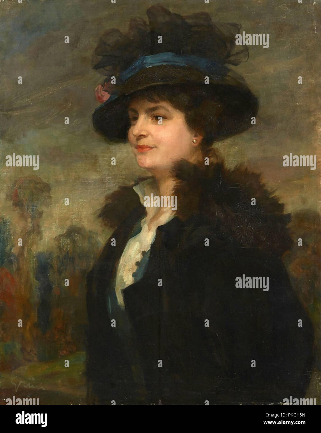 Grün Jules Alexandre-elégante Au Chapeau Stockfoto