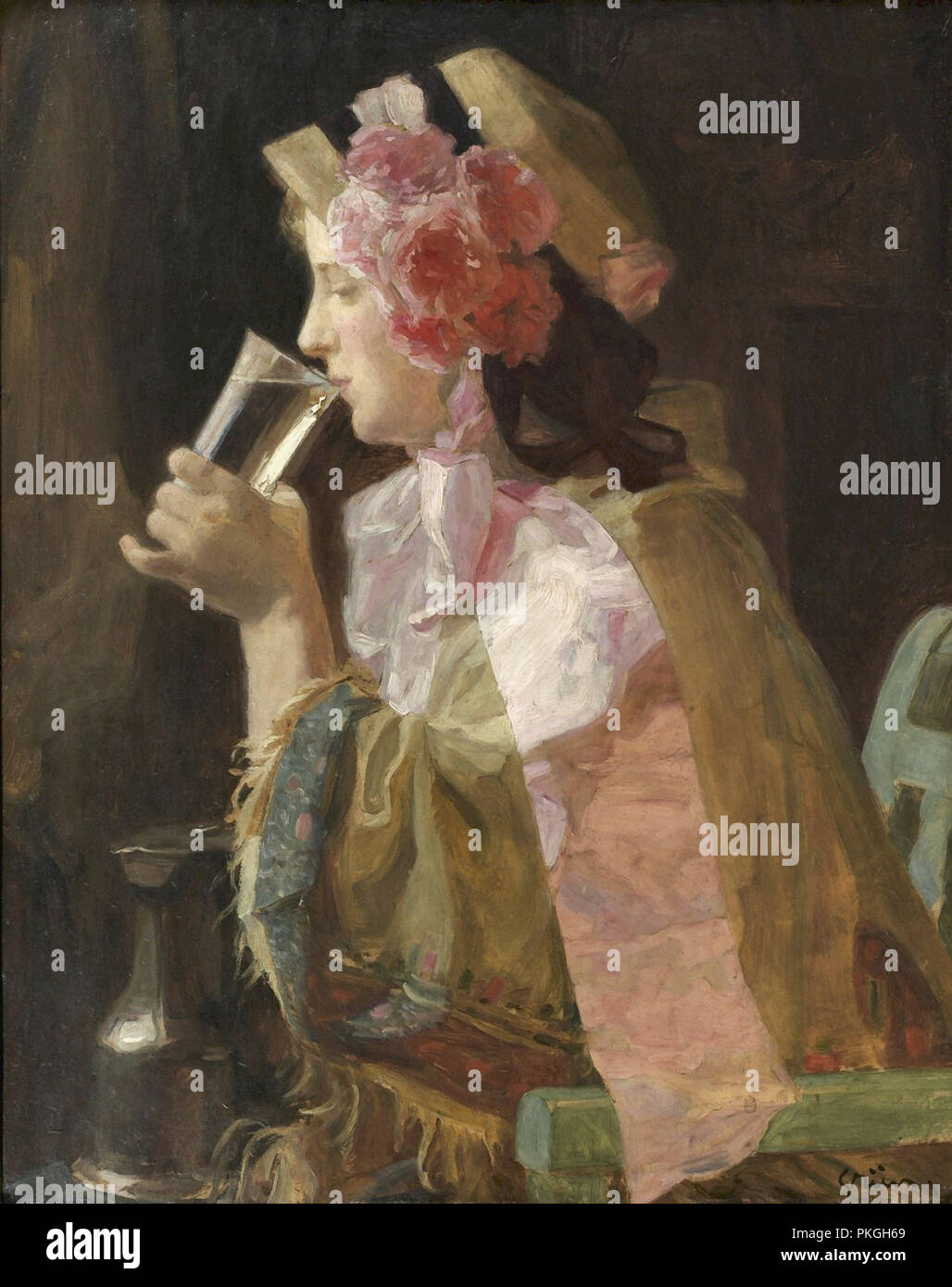 Grün Jules Alexandre-Le Verre d'eau Stockfoto