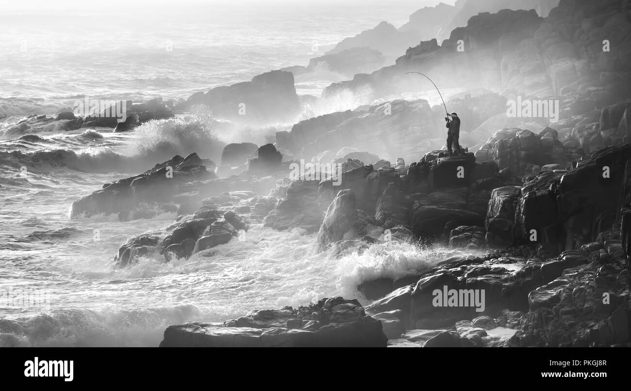 Extreme Angeln, Porth Nanven, Cornwall Stockfoto