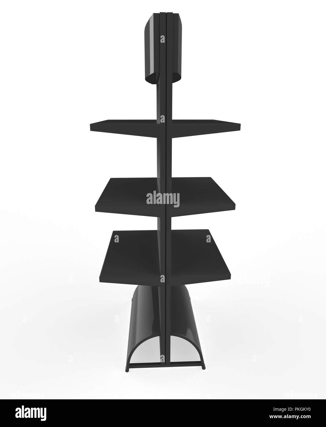 Telefon Zubehör Ständer, retail Display stand mit Haken für Produkt-, Anzeige steht auf weißem Hintergrund. 3D-Darstellung Stockfoto