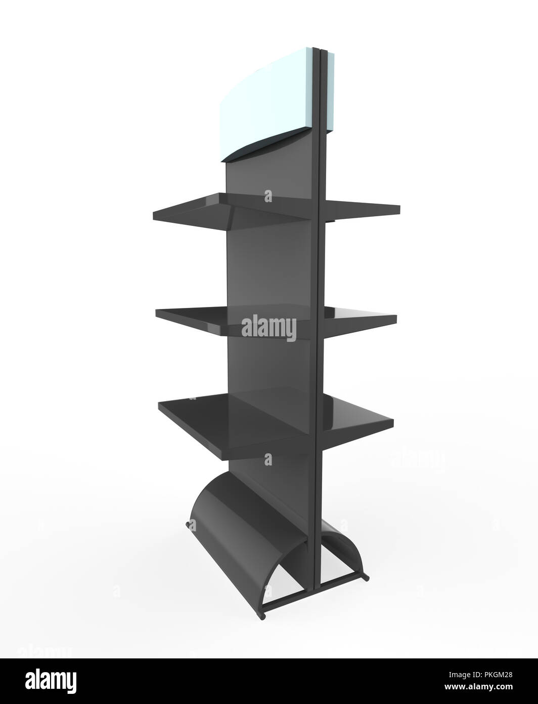 Telefon Zubehör Ständer, retail Display stand mit Haken für Produkt-, Anzeige steht auf weißem Hintergrund. 3D-Darstellung Stockfoto
