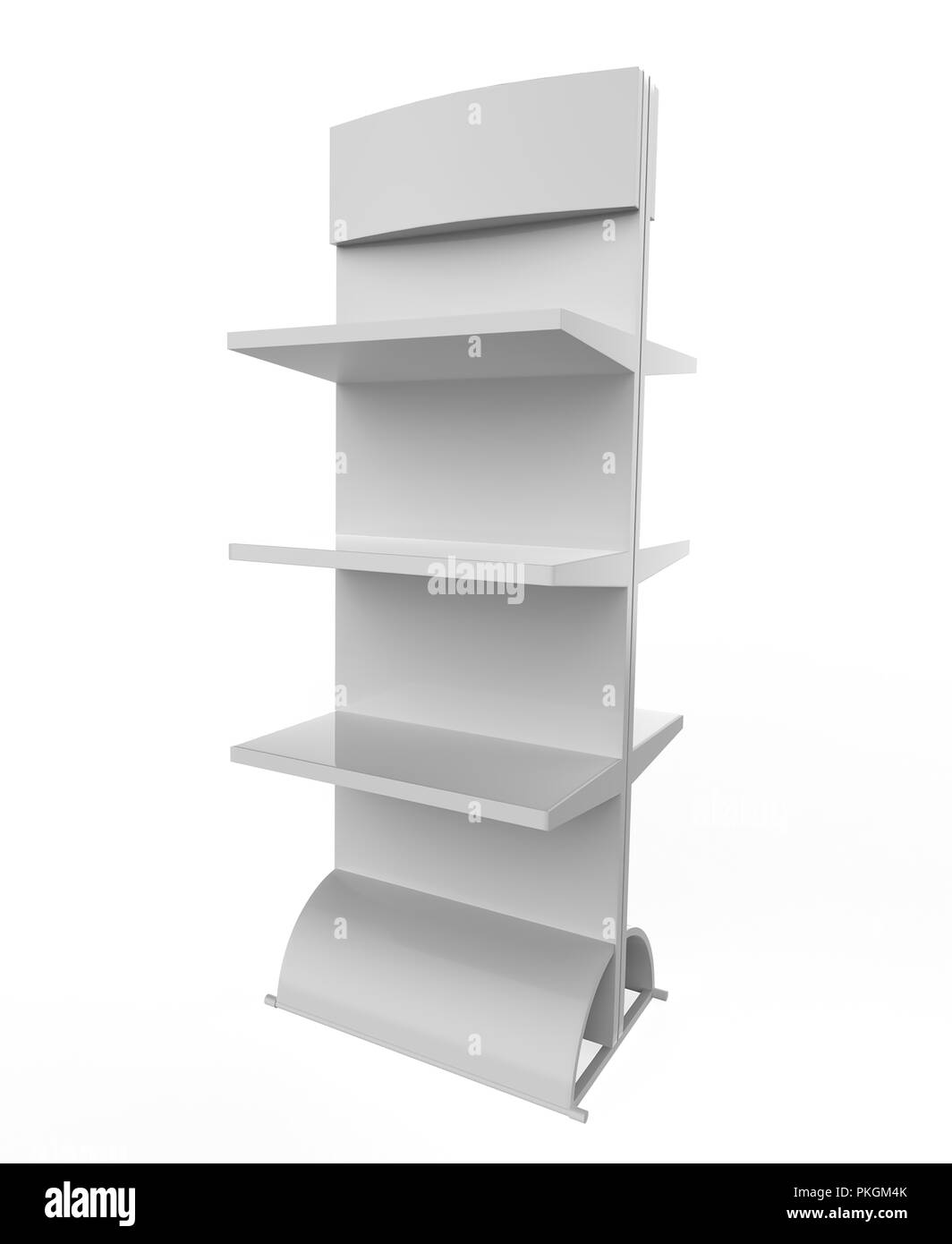 Telefon Zubehör Ständer, retail Display stand mit Haken für Produkt-, Anzeige steht auf weißem Hintergrund. 3D-Darstellung Stockfoto