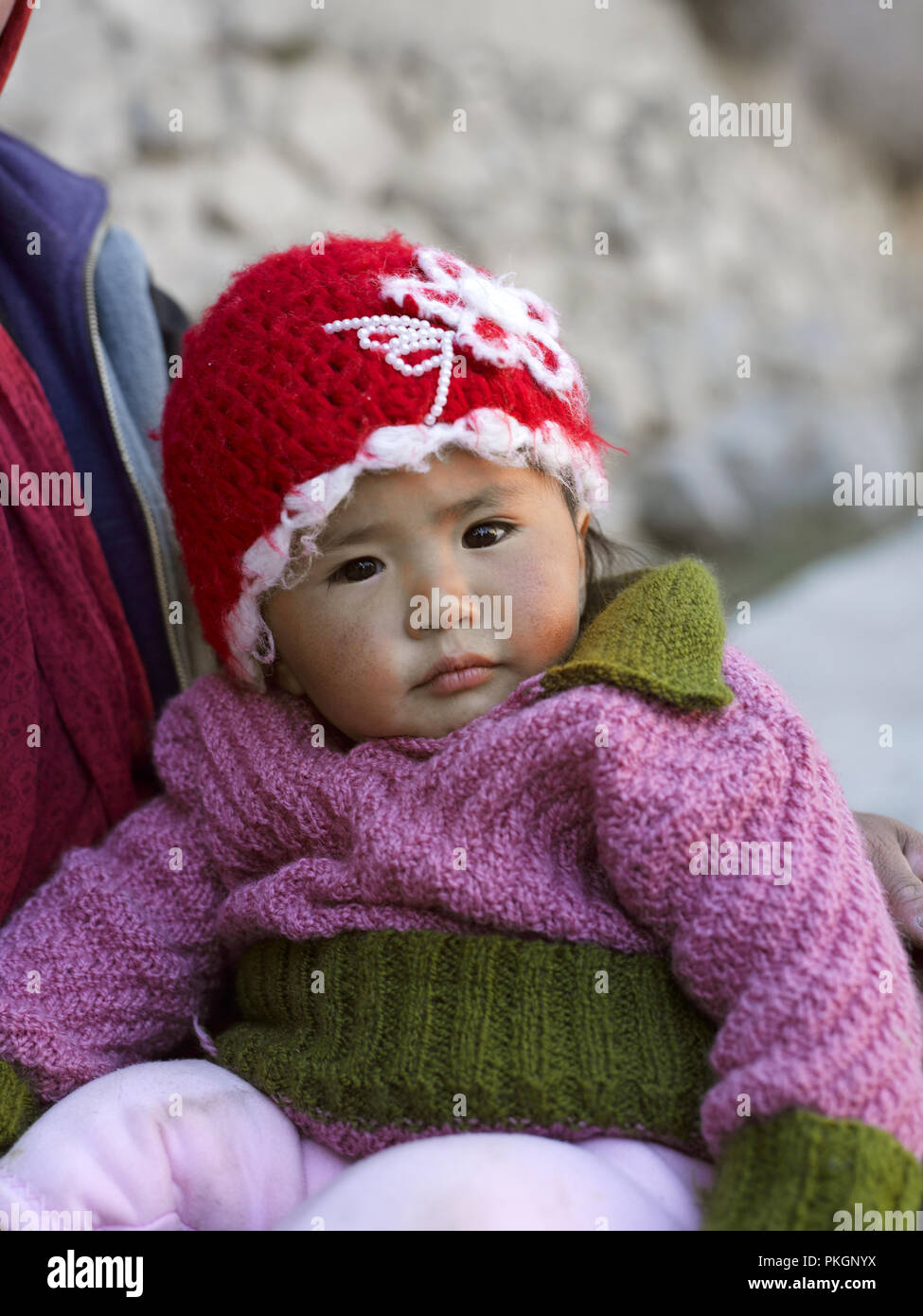 Eine LADAKHI KIND, TINGMOSGANG, Ladakh, Jammu und Kaschmir, Indien, Asien Stockfoto