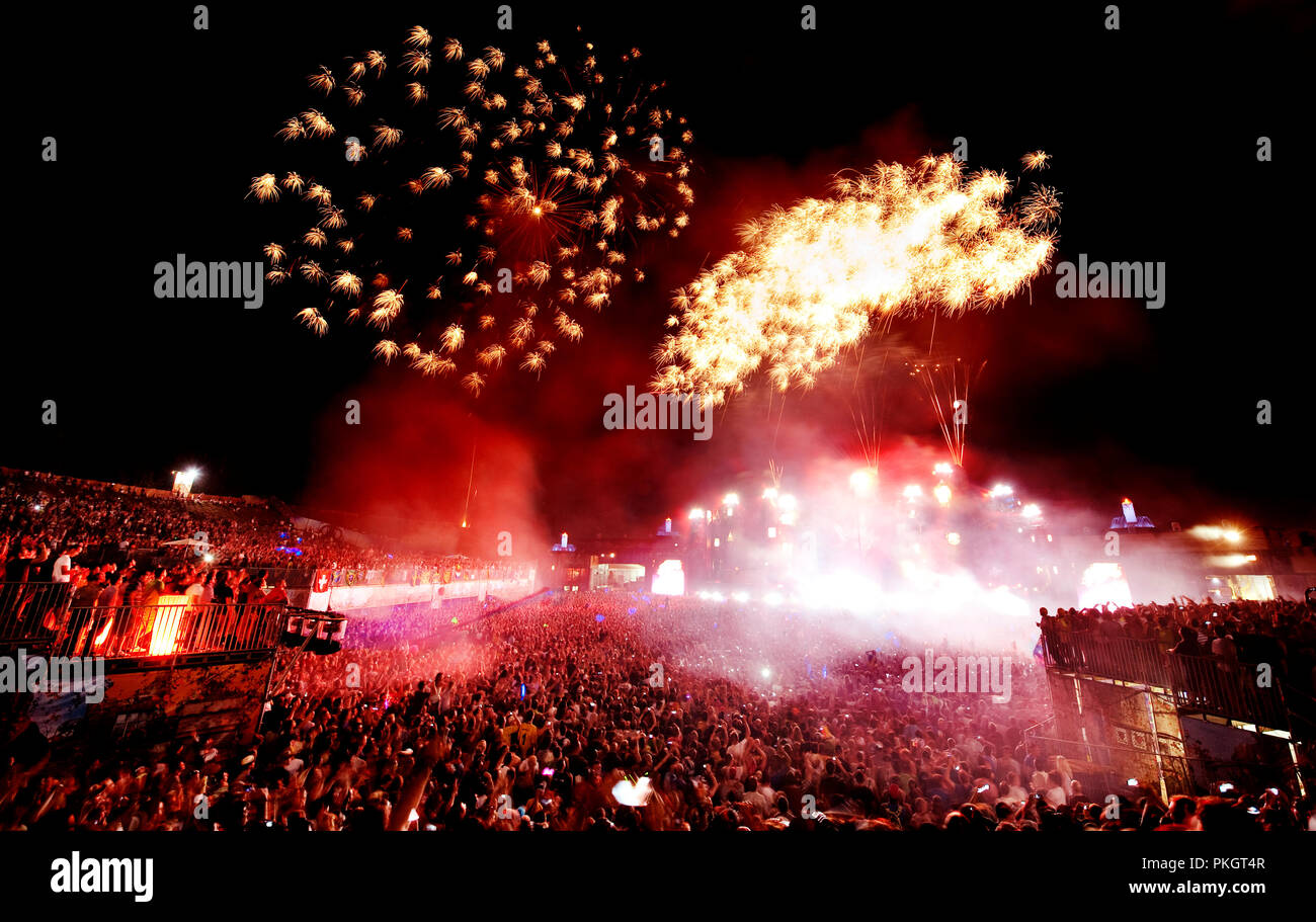 Ambiente Impressionen des zweiten Tages der Tomorrowland Festival (Belgien, 28/07/2012) Stockfoto