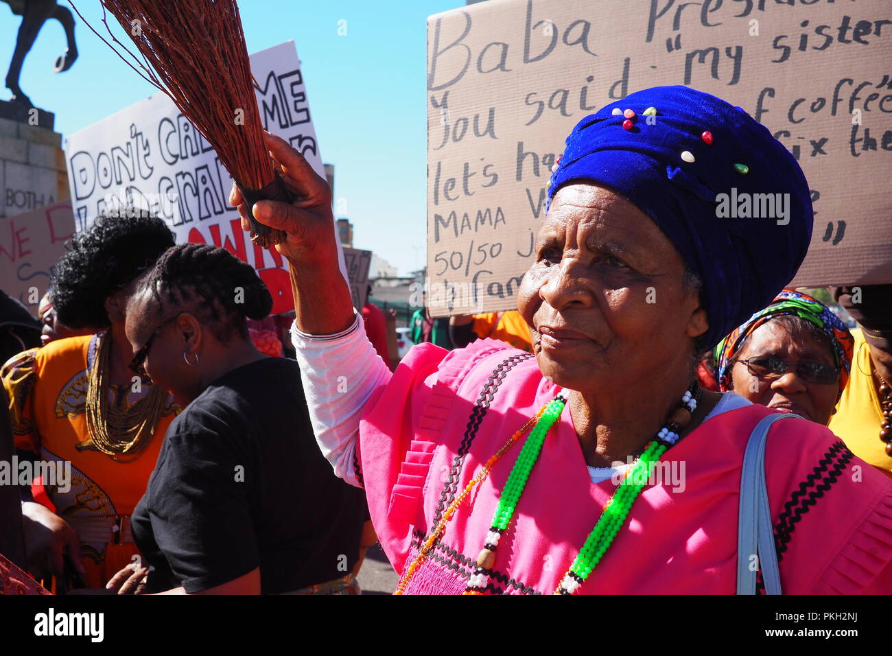 11. September 2018 - Demonstranten März dem Parlament in Kapstadt Stockfoto