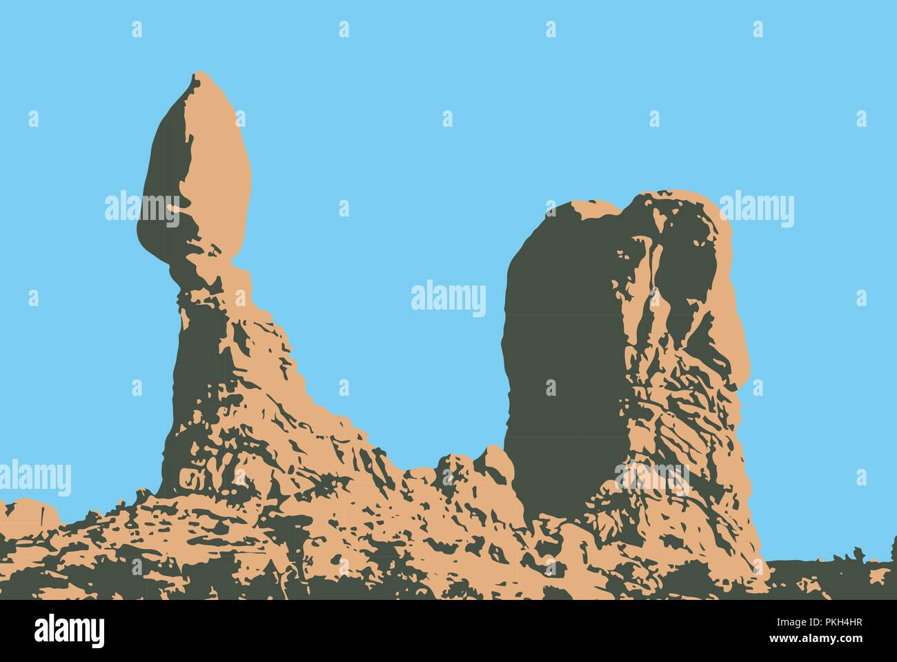 Balanced Rock im Arches Nationalpark - Utah, USA Stock Vektor