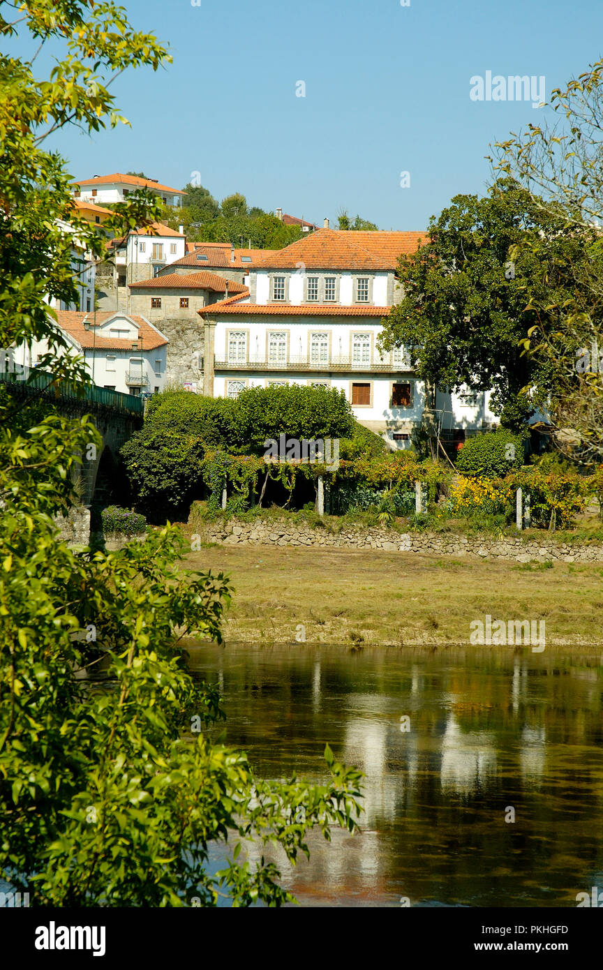Cávado in Ponte da Barca. Minho, Portugal Stockfoto