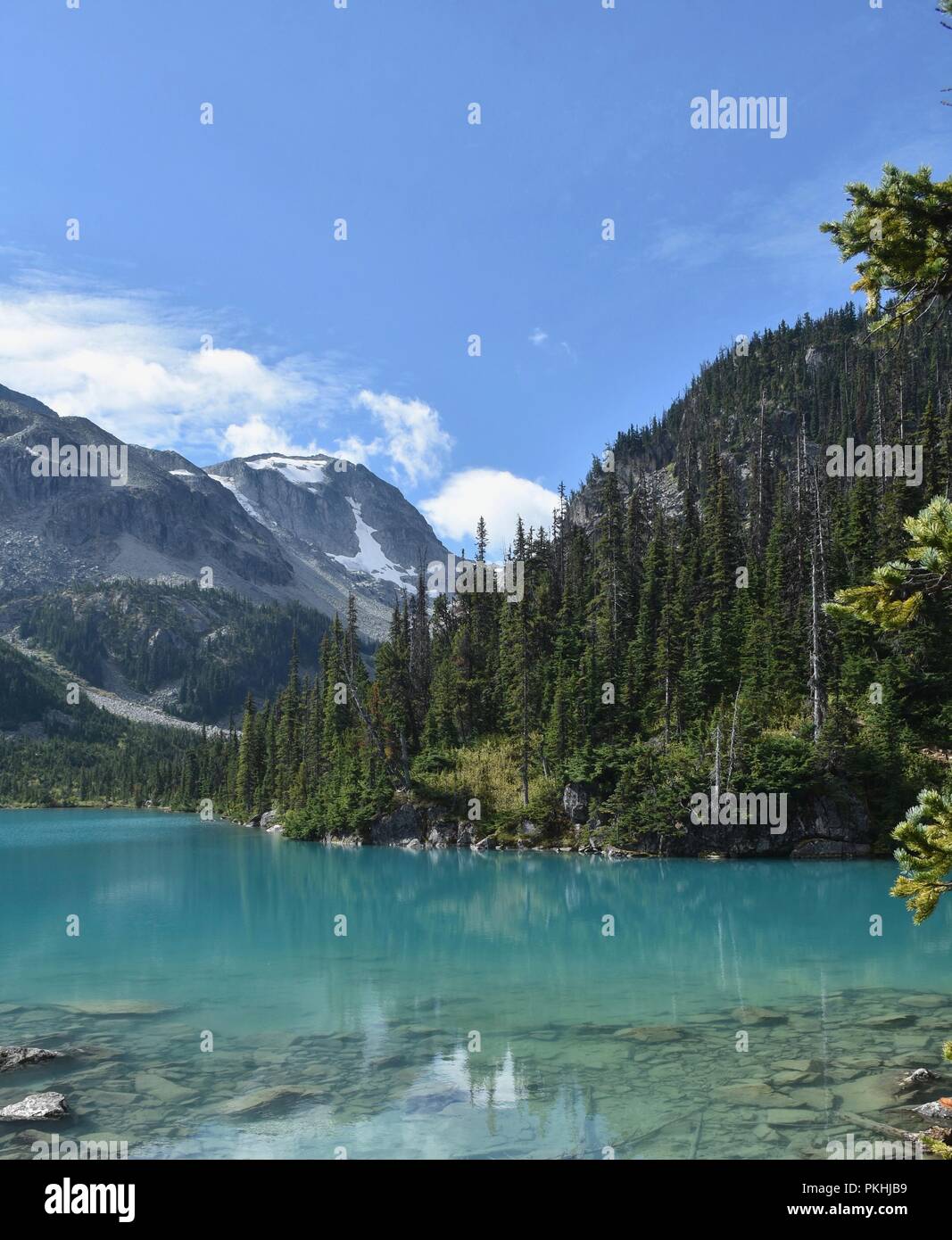 Gletscherwasser, See Joffre, British Columbia. Stockfoto