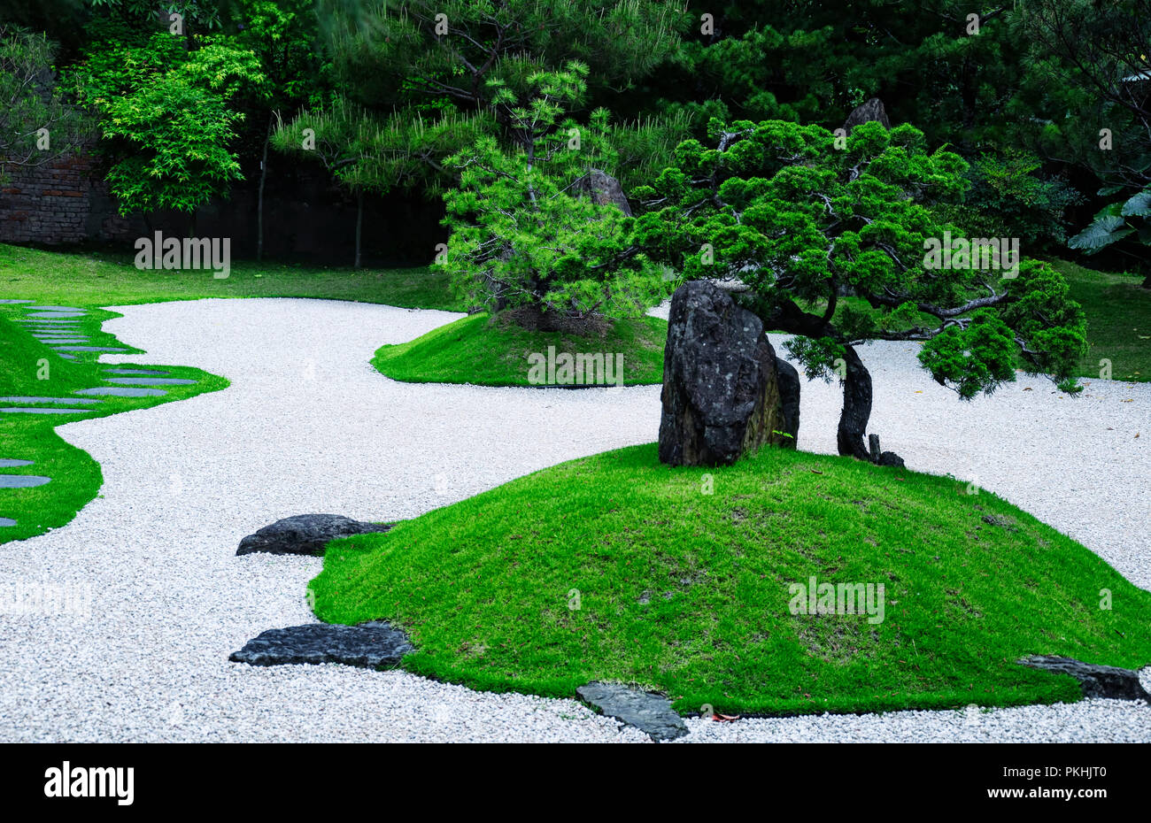 Ein japanischer Zen-Garten in Taipei Taiwan botanischen Garten. Stockfoto
