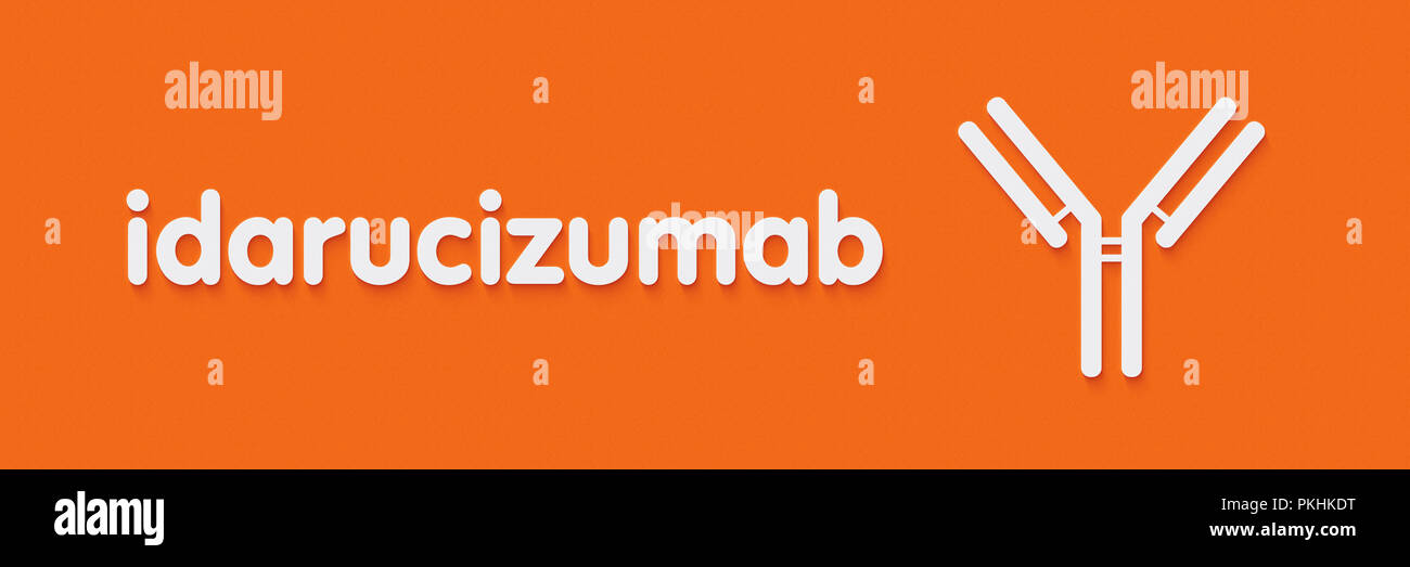 Idarucizumab monoklonaler Antikörper Droge. Ziele Die gerinnungshemmende Dabigatran, wende es Effekt (gegenmittel). Generische Namen und stilisierte Antikörper repr Stockfoto