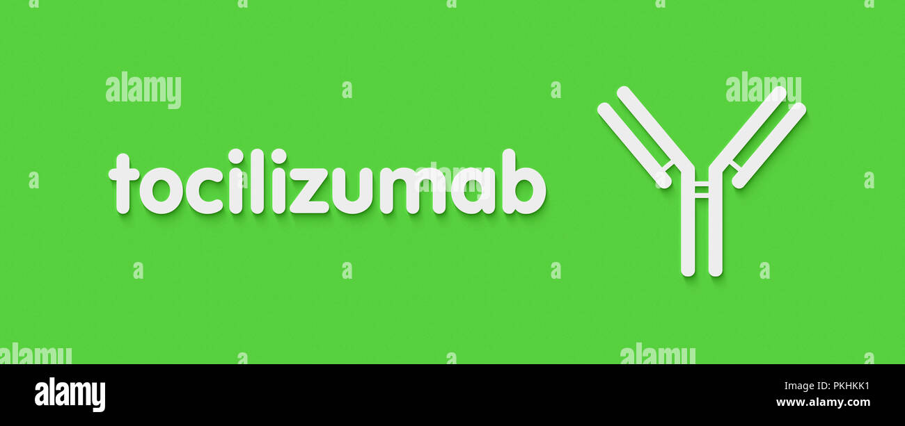 Tocilizumab humanisierten monoklonalen Antikörper Wirkstoff. Auch bekannt als Atlizumab. Richtet sich an den Rezeptor des Interleukin-6 (IL-6R) und dient bei der Behandlung von rh Stockfoto