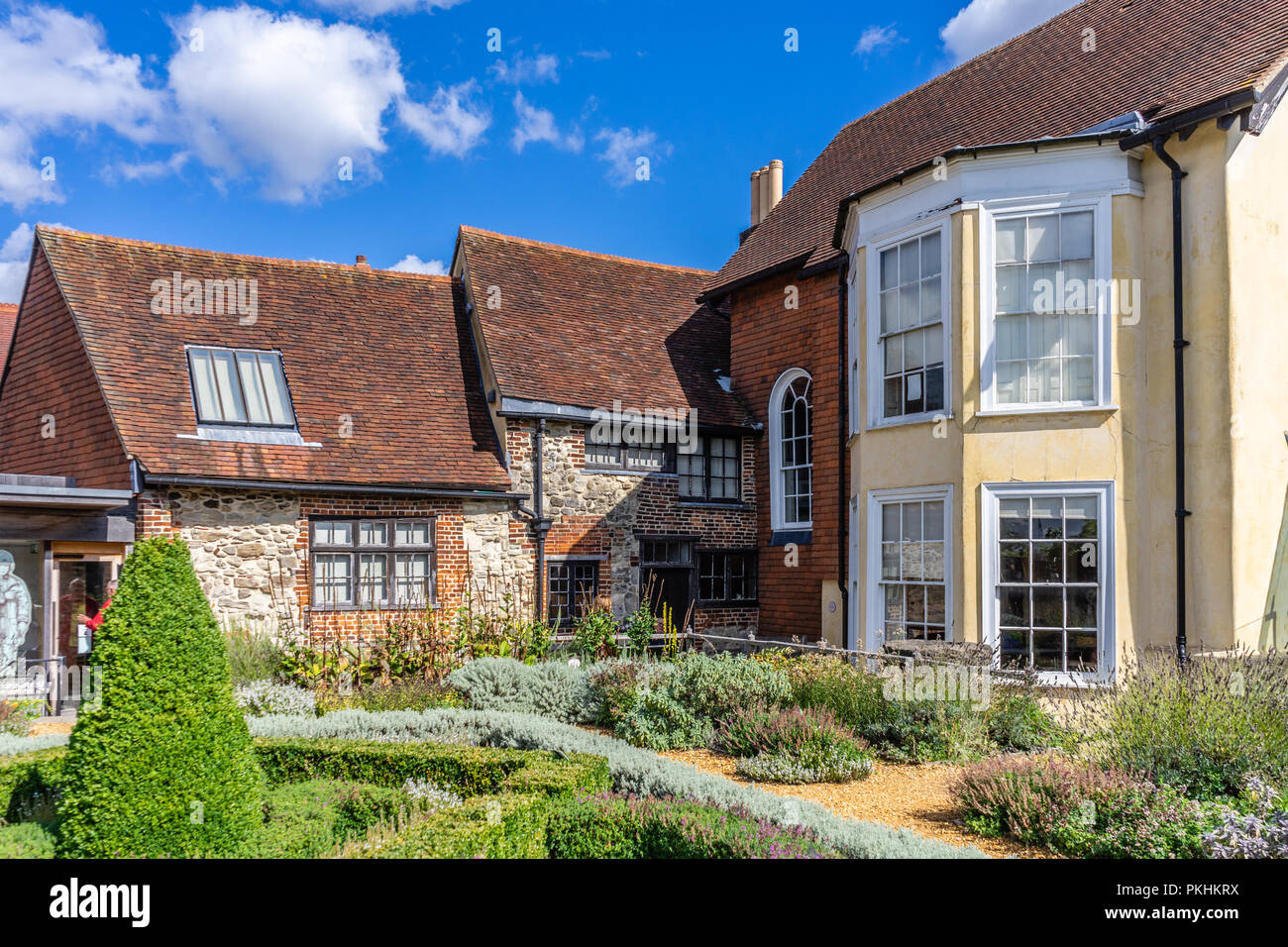 Das Tudor Knoten Gärten, die Teil des Tudor House und Gärten Museum in der Altstadt von Southampton, Hampshire, England, Großbritannien Stockfoto