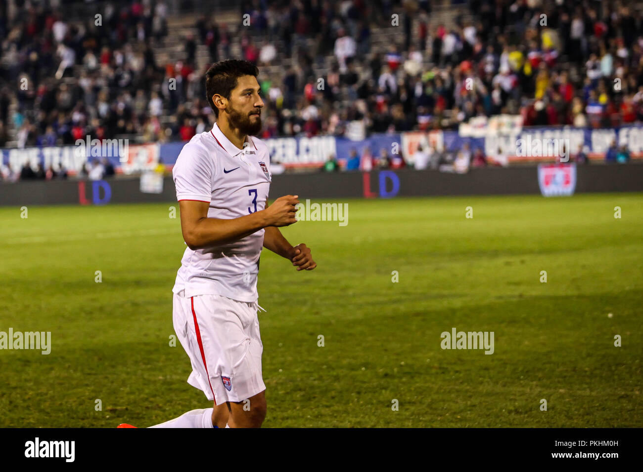 HARTFORD - Oktober 10: Omar Gonzalez #3 Nach dem Match auf uns internationalen Freundschaftsspiel zwischen uns Männer Nationalmannschaft gegen Ecuador, am 10. Oktober 2014 Stockfoto