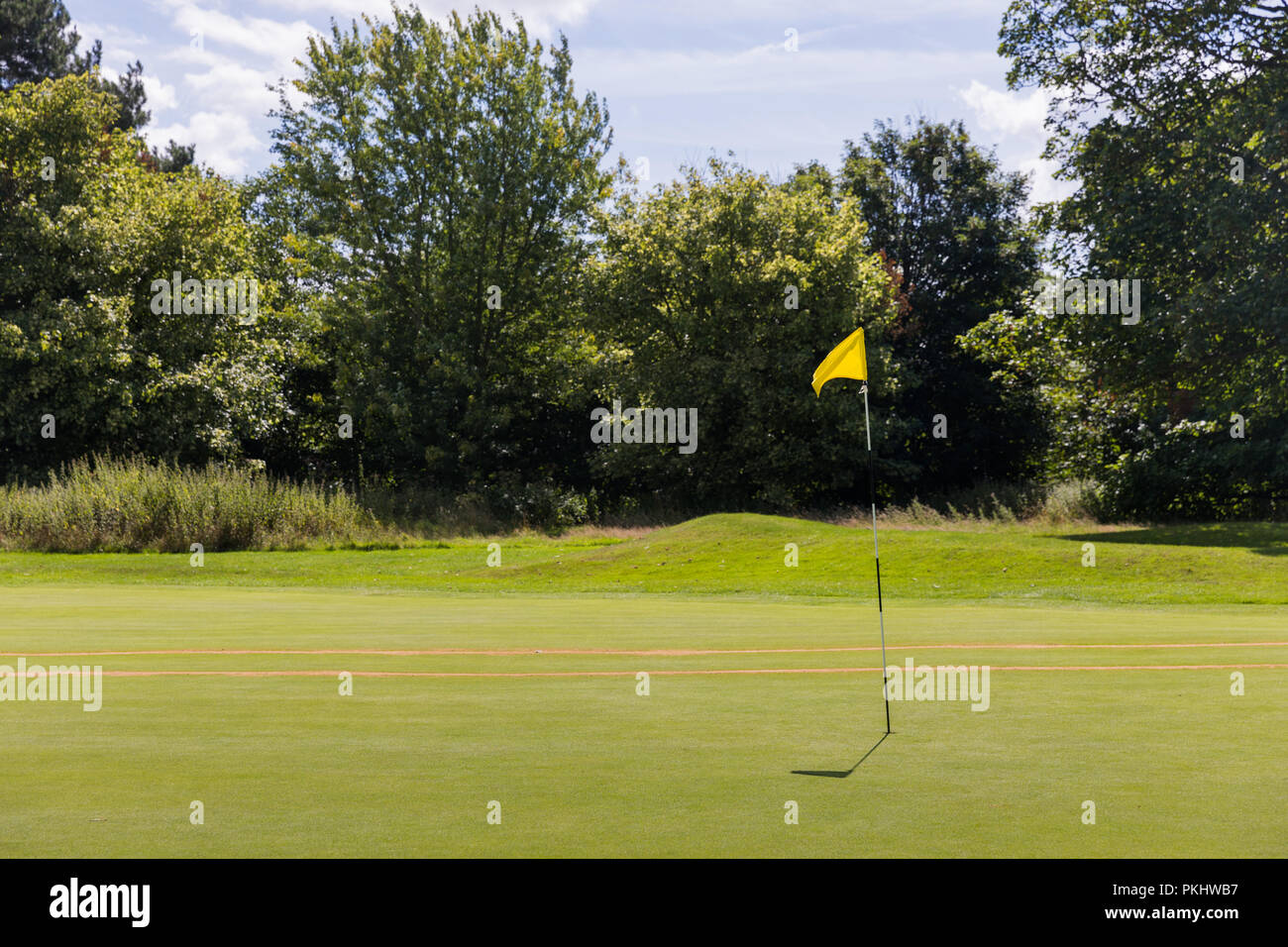 Schöne Golfplätze mit grünem Gras Stockfoto