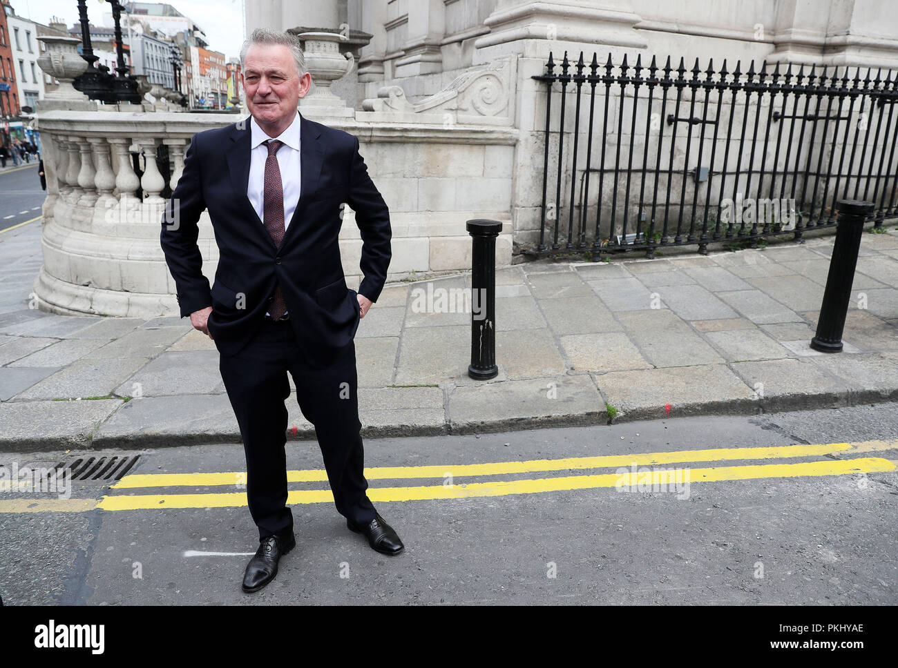 Präsidentschaftskandidaten Peter Casey im Rathaus in Dublin nach Dublin City Council Meeting von potenziellen Kandidaten, die eine Nominierung zu hören. Stockfoto