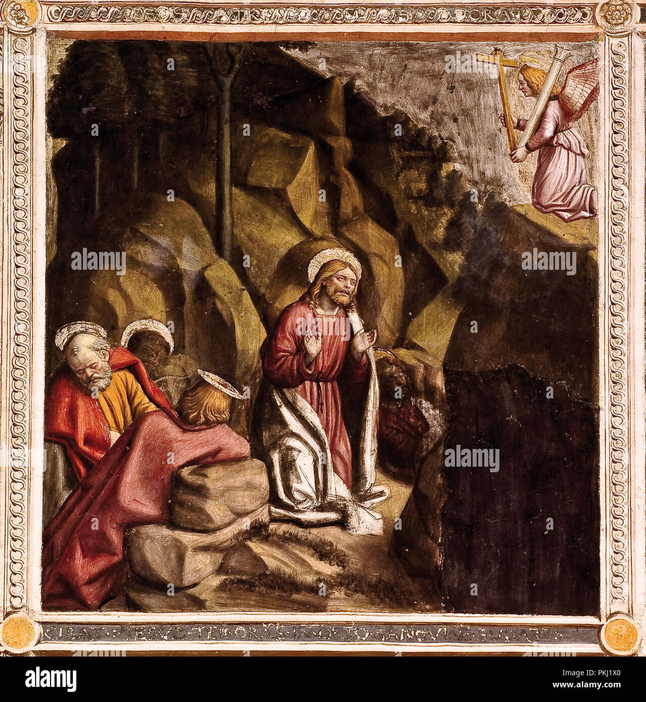 Italien Piemont Ivrea Kirche San Bernardino - Innenraum Fresken - Geschichte des Lebens und der Passion Christi Stockfoto