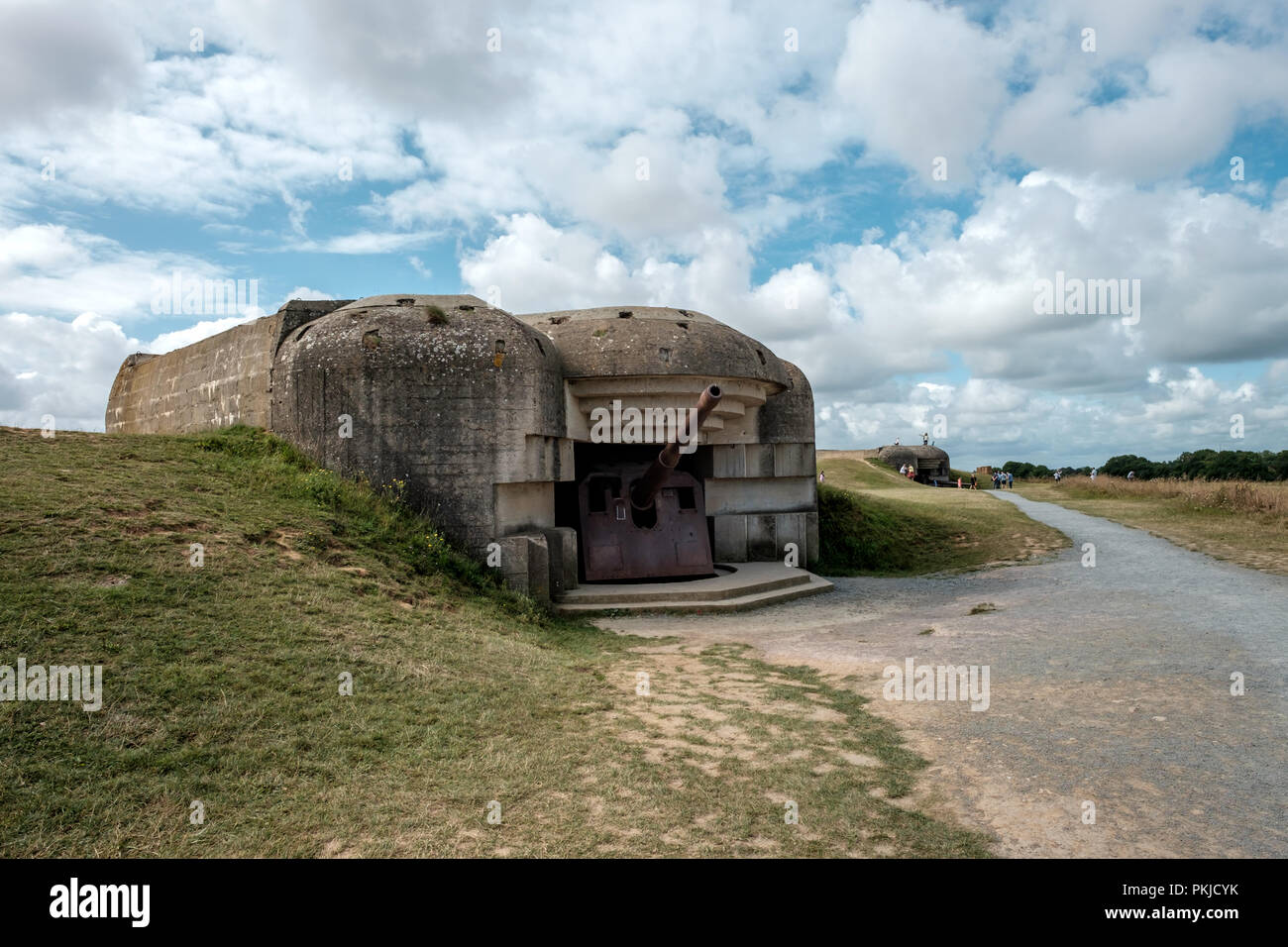Weltkrieg II gun Batterie in der Normandie, Frankreich Stockfoto