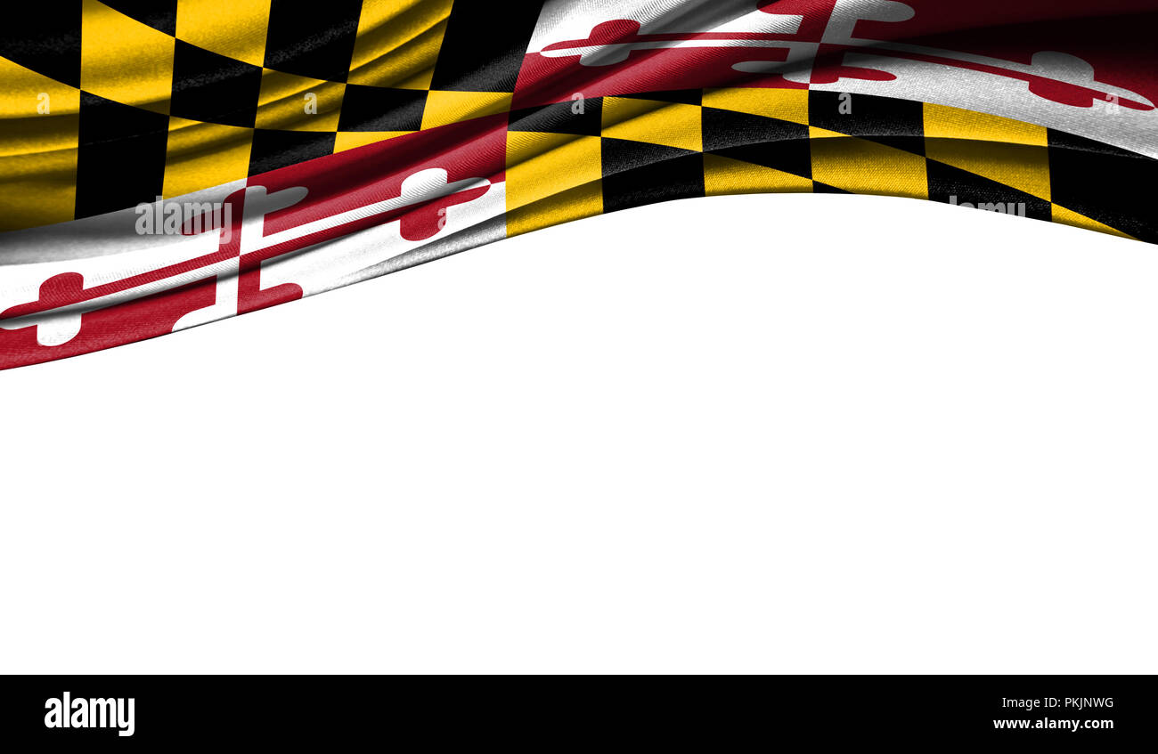 Fahnen Aus Den Usa Auf Stoff Zustand Von Maryland Mit Copyspace Fur Ihren Text Oder Bilder Auf Weissem Hintergrund Close Up Flatternde In Windrichtung Stockfotografie Alamy