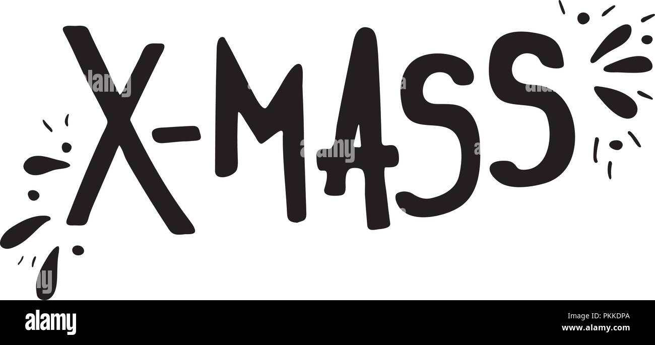 Handgezeichneten Schriftzug für Weihnachten X-MAS. Schwarz-weiß. Stock Vektor
