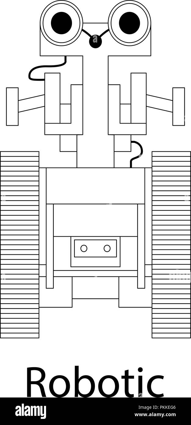 Vector schwarz-weiße Abbildung des Roboters. Stock Vektor