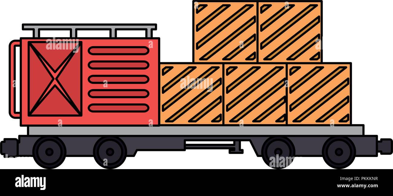 Güterzug Wagen mit Container logistic service Stock Vektor