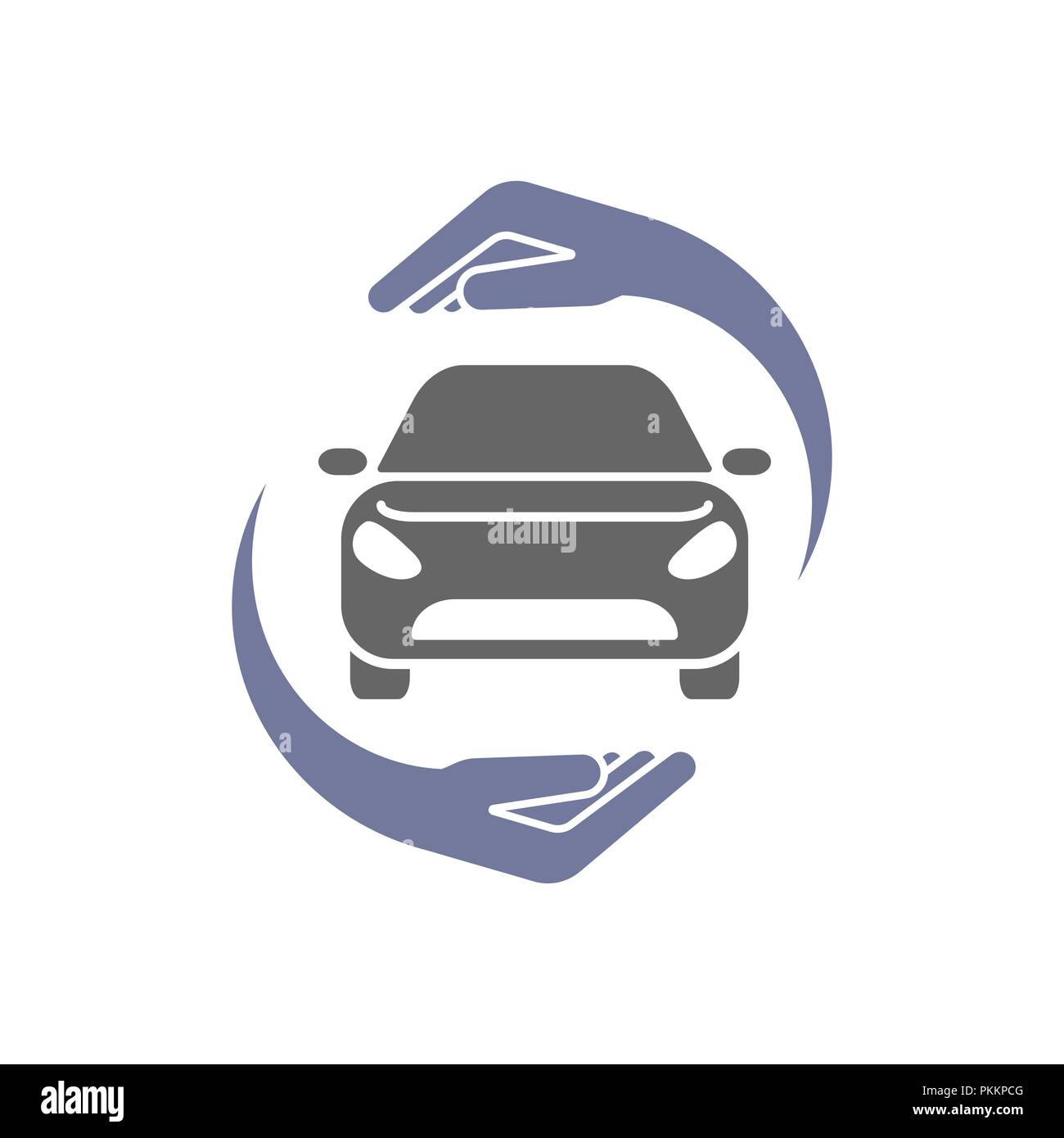 Auto Logo, mit Kreis Hand. Versicherung Konzept. EPS 10. Stock Vektor